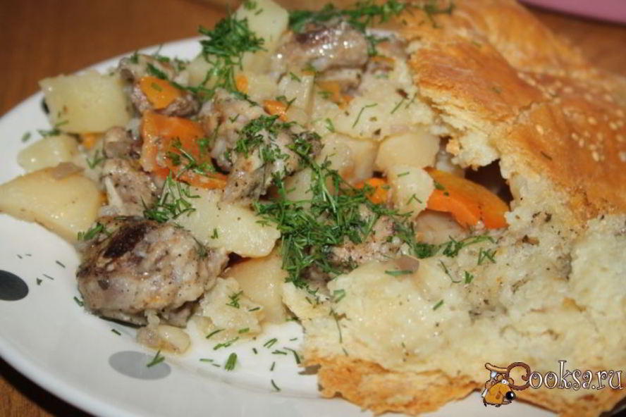 Рецепт жаркого под хлебной корочкой