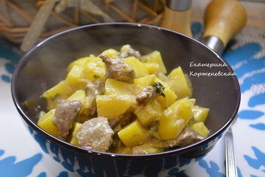 Рецепт жаркого с картофелем и куриной печенью