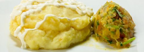 картофельные зразы с капустой и кабачковой икрой. Шаг 11