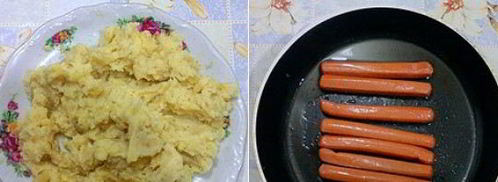 картофельные зразы с сосиской. Шаг 4