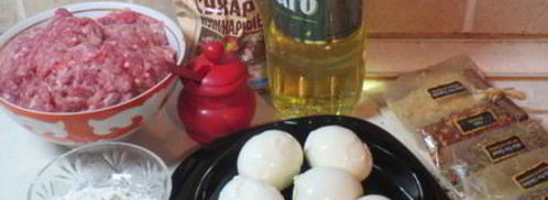 куриные зразы с яйцом и луком и шотландское яйцо. Шаг 9