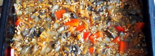 гречка с грибами и овощами в духовке. Шаг 9