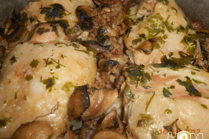 Рецепт гречки с курицей, томленные в духовке
