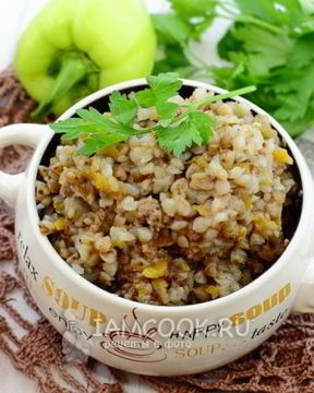 Гречка со свиным фаршем в мультиварке