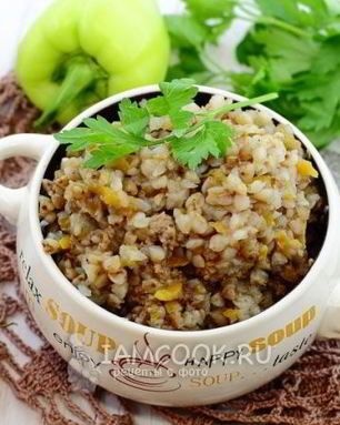 Гречка со свиным фаршем в мультиварке