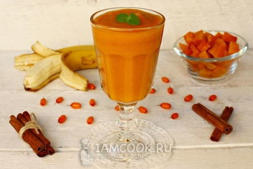 Рецепт тыквенного смузи с облепихой и бананом