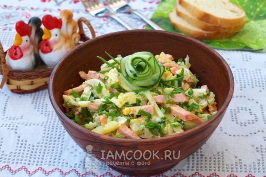 Рецепт картофельного салата с колбасой