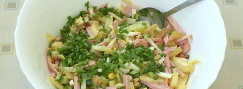 картофельный салат с колбасой. Шаг 6