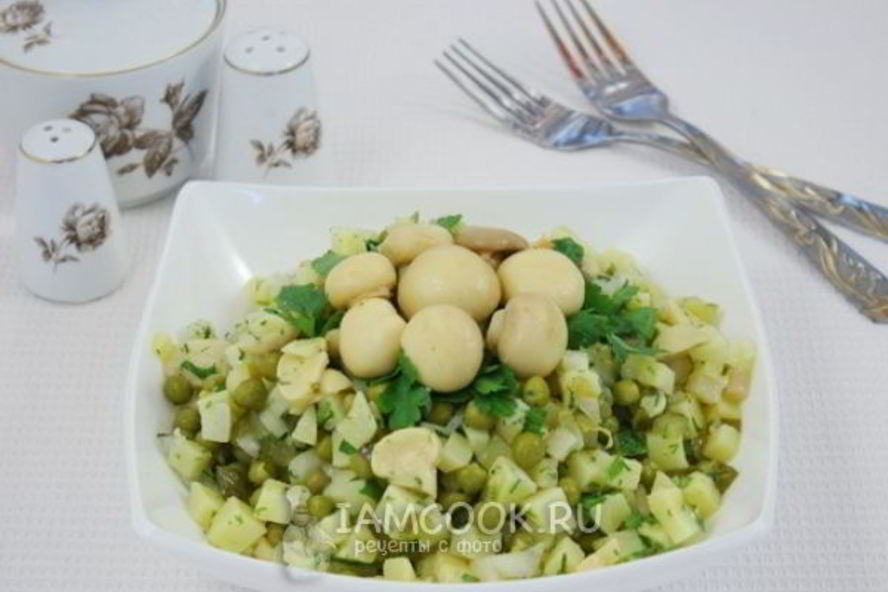Рецепт картофельного салата с маринованными грибами