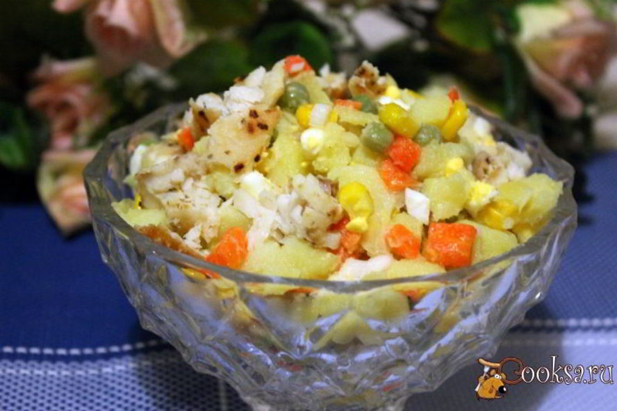 Рецепт картофельного салата с жареной тилапией