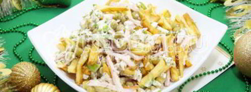 салат с картофелем фри новогодние мотивы. Шаг 9