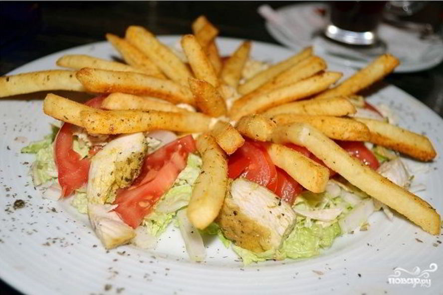 Рецепт салата с картошкой фри