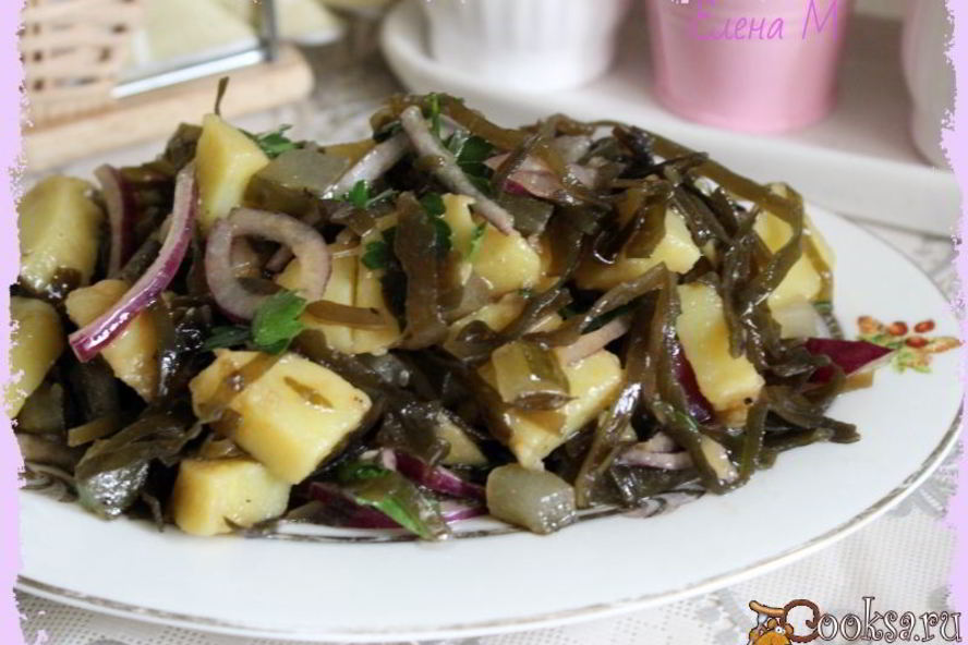 Рецепт теплого картофельного салата с морской капустой