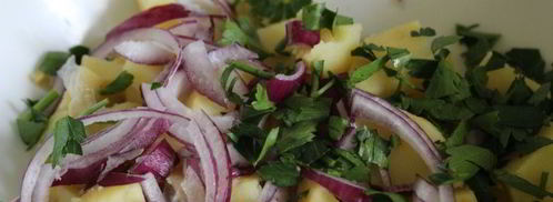 теплый картофельный салат с морской капустой. Шаг 2