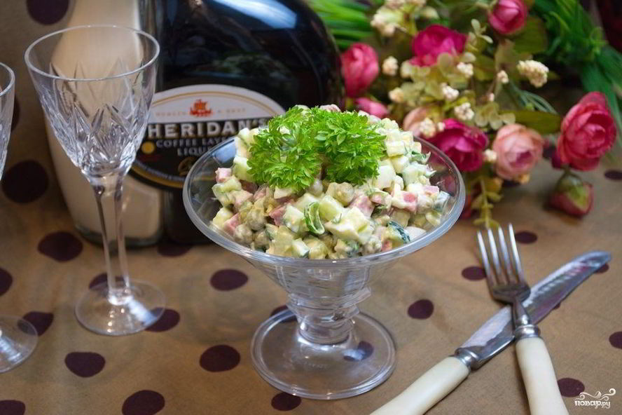 Рецепт оливье классический с колбасой