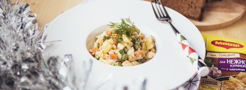 оливье с ароматной куриной грудкой. Шаг 11