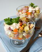 Оливье с копченым языком