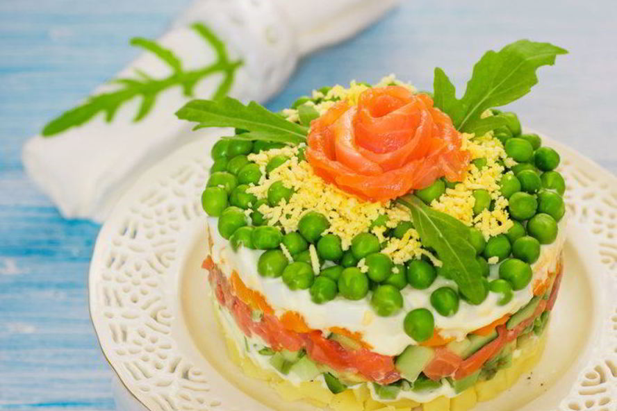 Рецепт оливье с семгой