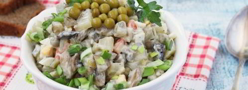 оливье с шампиньонами. Шаг 11