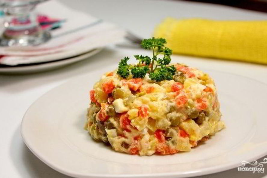 Рецепт салата оливье с индейкой