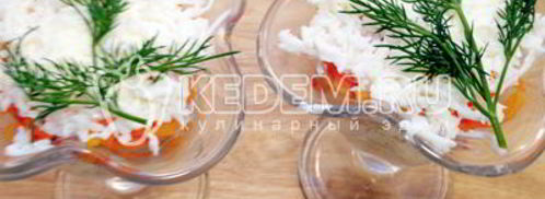 салат мимоза с горбушей. Шаг 7
