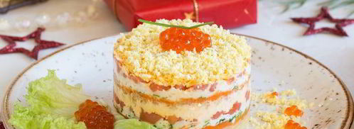 салат мимоза с семгой. Шаг 7