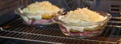 картошка под шубой в духовке со свининой. Шаг 14