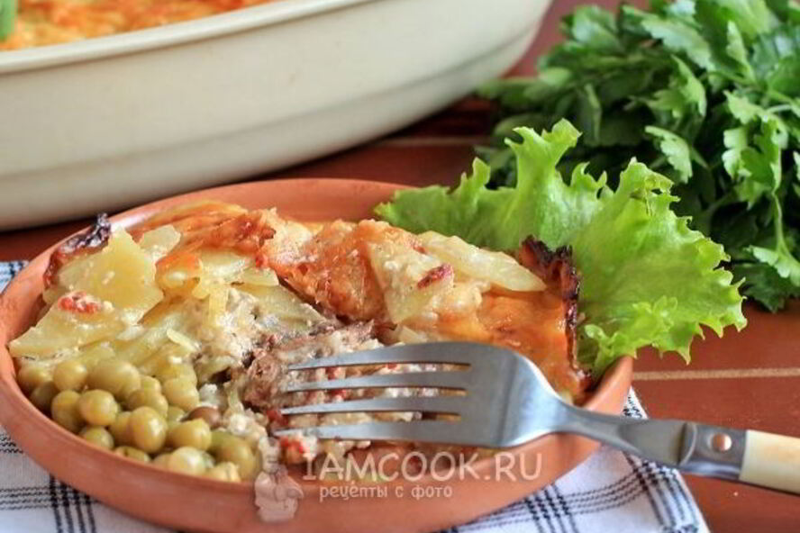 Рецепт мяса под шубой в духовке