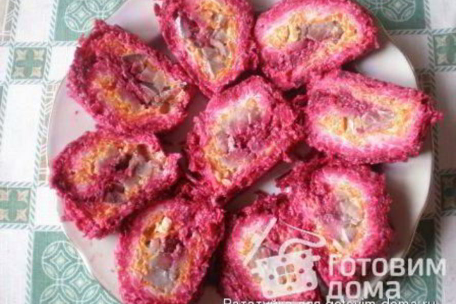 Рецепт постного рулета из сельди под шубой