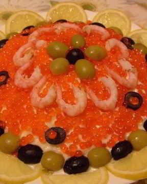 Праздничный салат Креветки под шубой