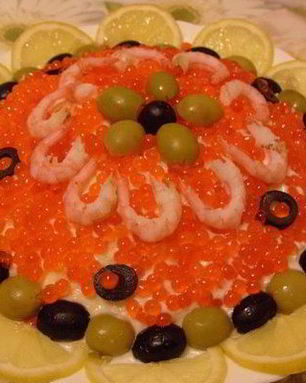 Праздничный салат Креветки под шубой