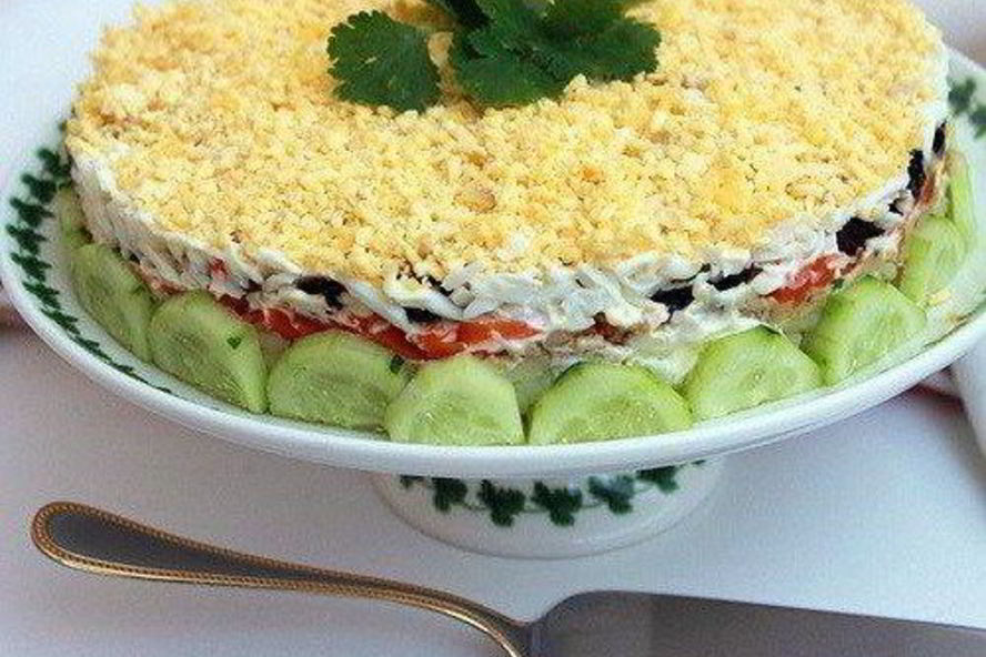 Рецепт салата печень трески под шубой