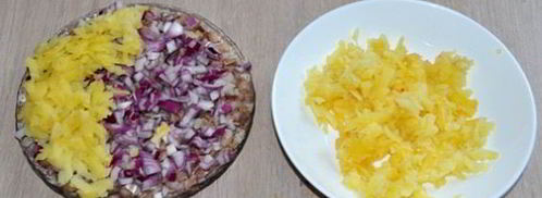 селедка под шубой с грибами. Шаг 3