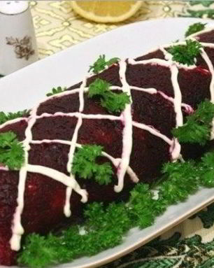 Селедка под шубой в виде рулета