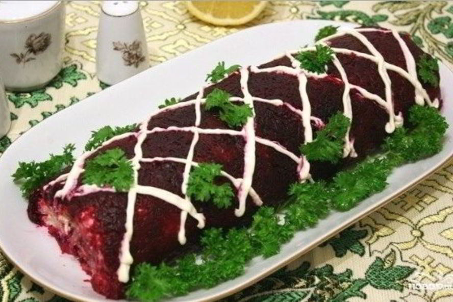 Рецепт селедки под шубой в виде рулета