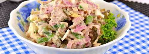 салат удовольствие из красной редьки и мяса. Шаг 5