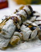 Лук-порей с соусом Винегрет