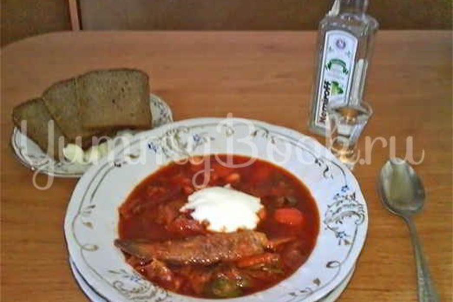 Рецепт борща с бычками и фасолью