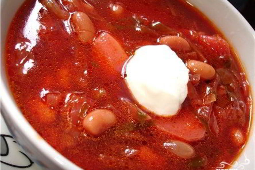 Рецепт борща с фасолью в мультиварке