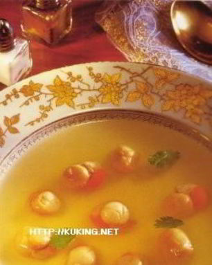 Морские гребешки в чесночном бульоне