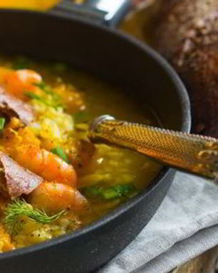 Тыквенный суп с бульоном и крупами