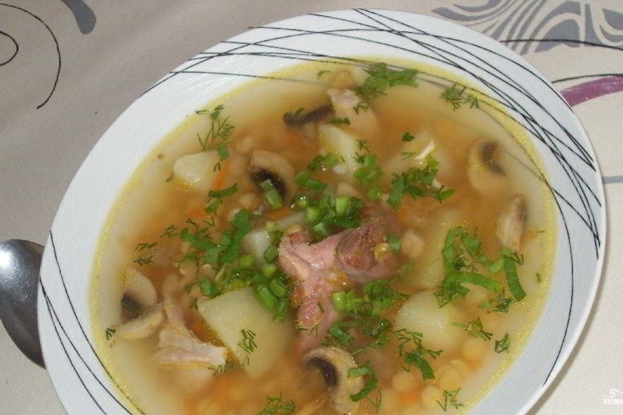 Рецепт горохового супа с грибами