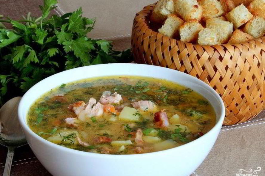 Рецепт горохового супа с копченой курицей