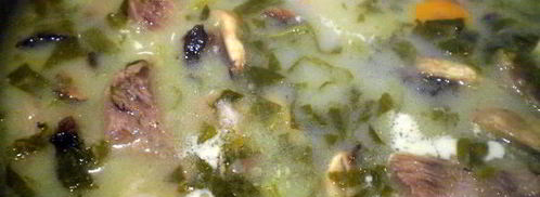 грибной суп с щавлем и шпинатом. Шаг 6