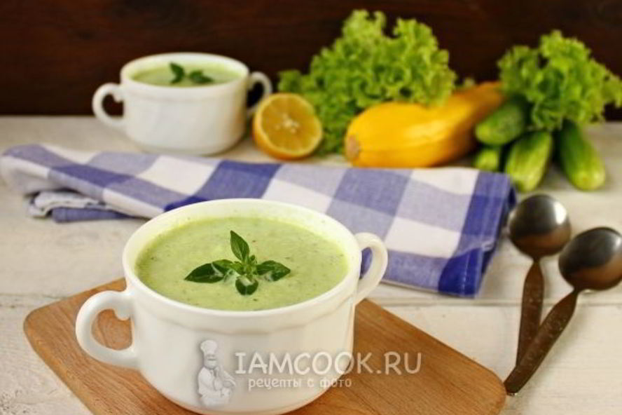 Рецепт холодного супа из огурца и цуккини