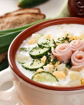 Летняя окрошка с ветчиной