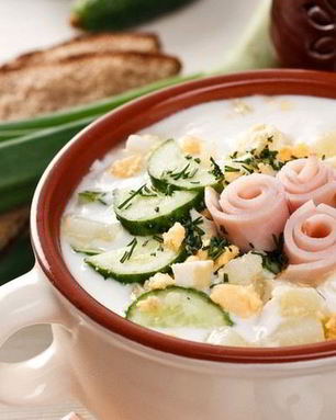 Летняя окрошка с ветчиной