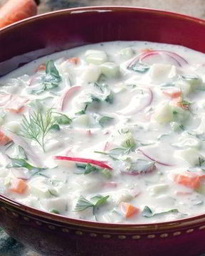 Окрошка на кефире овощная