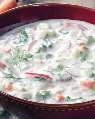 Окрошка на кефире овощная