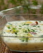 Окрошка на минералке и сметане